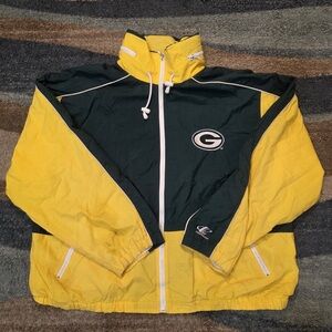 Vintage Logo Athletics Green Bay Packers MENS Green Gold Full Zip Windbreaker XL